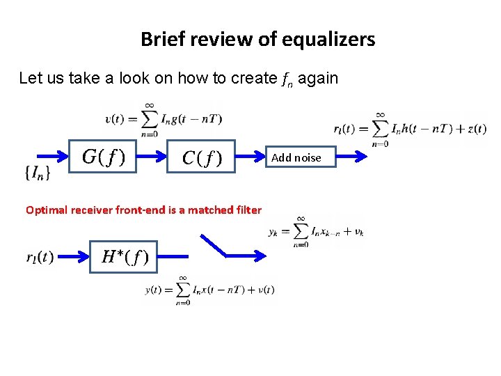 Brief review of equalizers Let us take a look on how to create fn Brief review of equalizers Let us take a look on how to create fn