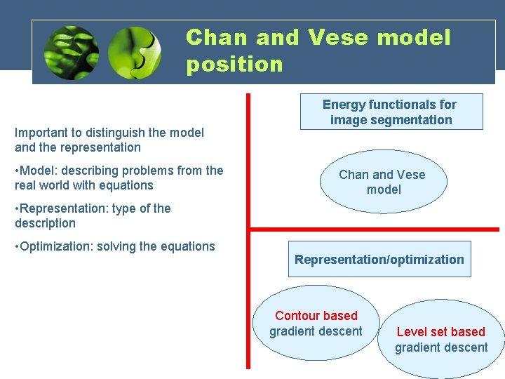 Chan and Vese model position Important to distinguish the model and the representation •