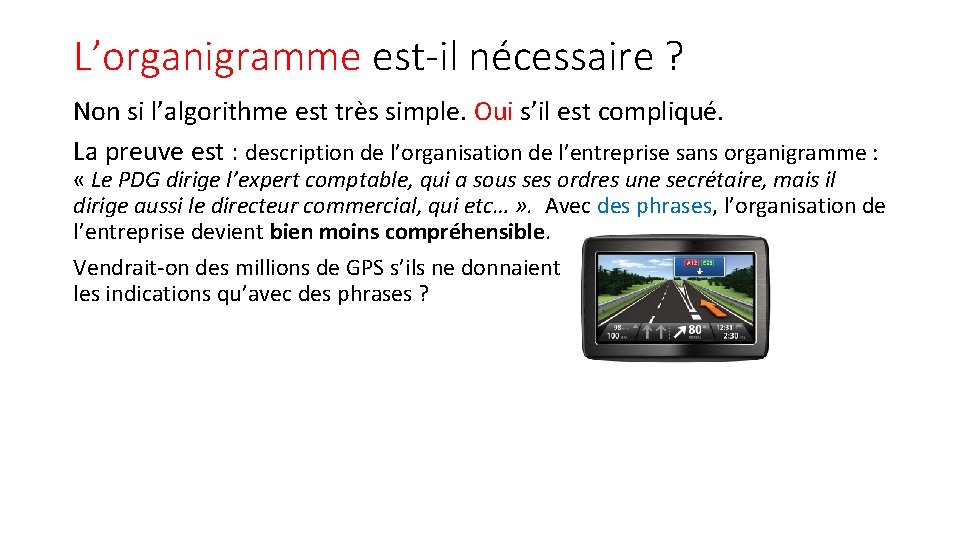 L’organigramme est-il nécessaire ? Non si l’algorithme est très simple. Oui s’il est compliqué.