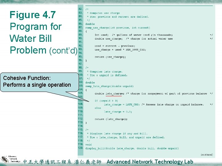 Figure 4. 7 Program for Water Bill Problem (cont’d) Cohesive Function: Performs a single