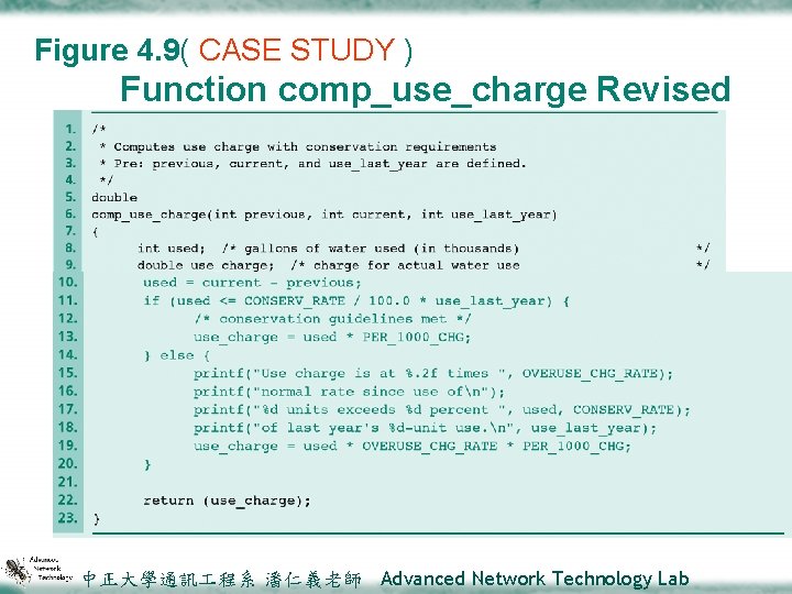 Figure 4. 9( CASE STUDY ) Function comp_use_charge Revised 中正大學通訊 程系 潘仁義老師 Advanced Network