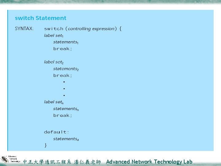 中正大學通訊 程系 潘仁義老師 Advanced Network Technology Lab 