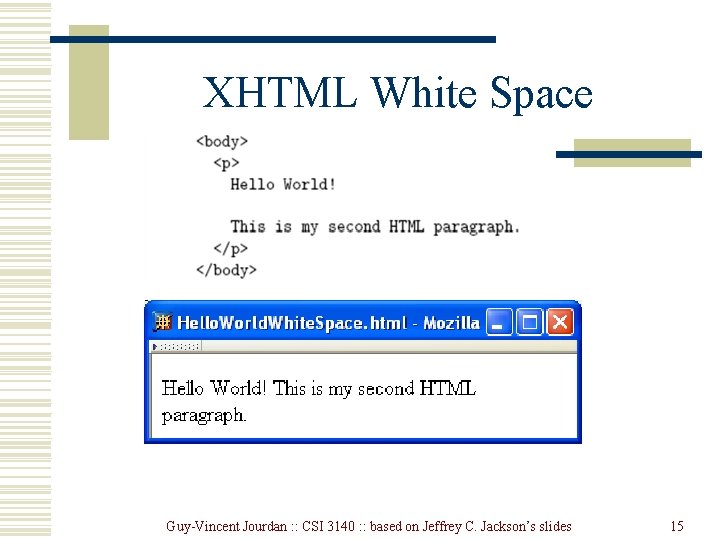 XHTML White Space Guy-Vincent Jourdan : : CSI 3140 : : based on Jeffrey XHTML White Space Guy-Vincent Jourdan : : CSI 3140 : : based on Jeffrey