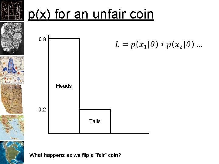 p(x) for an unfair coin 0. 8 Heads 0. 2 Tails What happens as