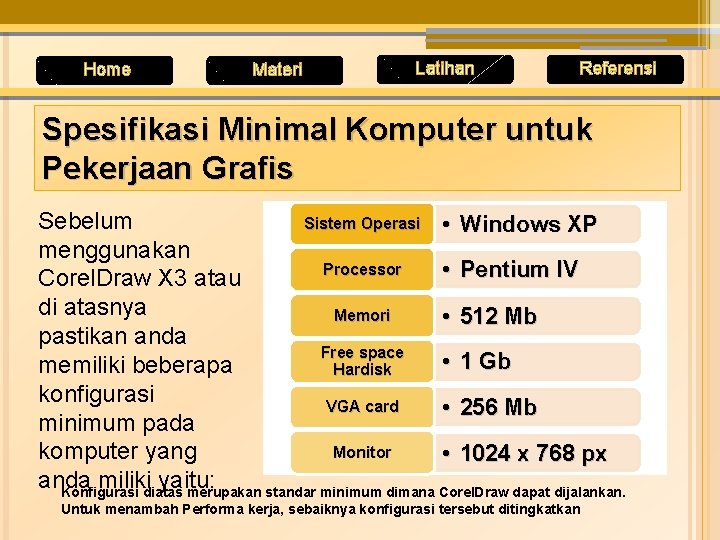 Home Materi Latihan Referensi Spesifikasi Minimal Komputer untuk Pekerjaan Grafis Sebelum Sistem Operasi •