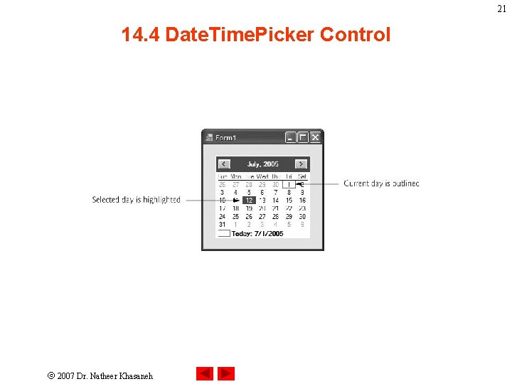 21 14. 4 Date. Time. Picker Control 2007 Dr. Natheer Khasaneh 21 14. 4 Date. Time. Picker Control 2007 Dr. Natheer Khasaneh