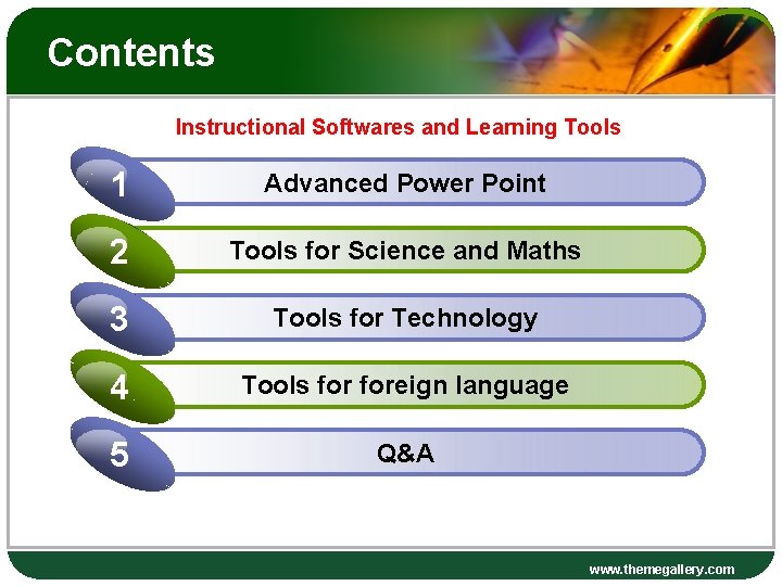 Contents Instructional Softwares and Learning Tools 1 Advanced Power Point 2 Tools for Science