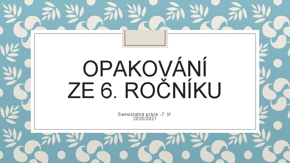 OPAKOVÁNÍ ZE 6. ROČNÍKU Samostatná práce -7. tř. 2020/2021 