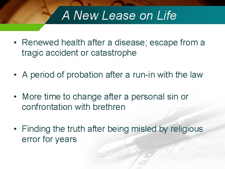 A New Lease on Life • Renewed health after a disease; escape from a