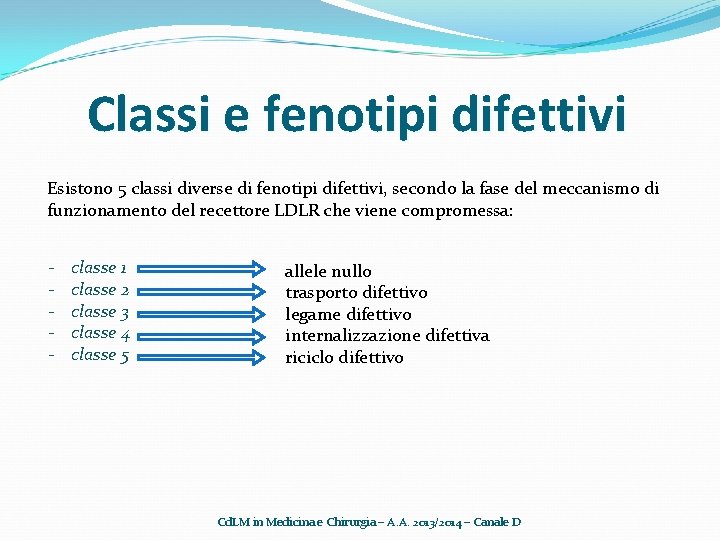 Classi e fenotipi difettivi Esistono 5 classi diverse di fenotipi difettivi, secondo la fase