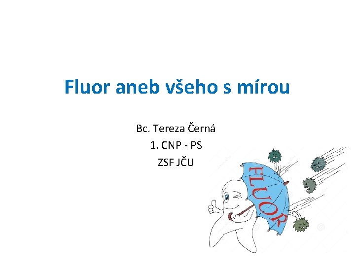 Fluor aneb všeho s mírou Bc. Tereza Černá 1. CNP - PS ZSF JČU