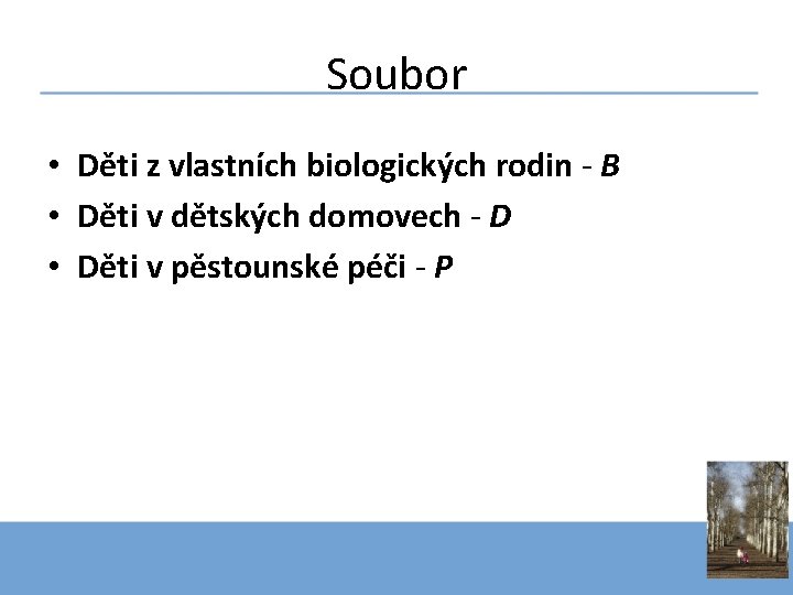 Soubor • Děti z vlastních biologických rodin - B • Děti v dětských domovech