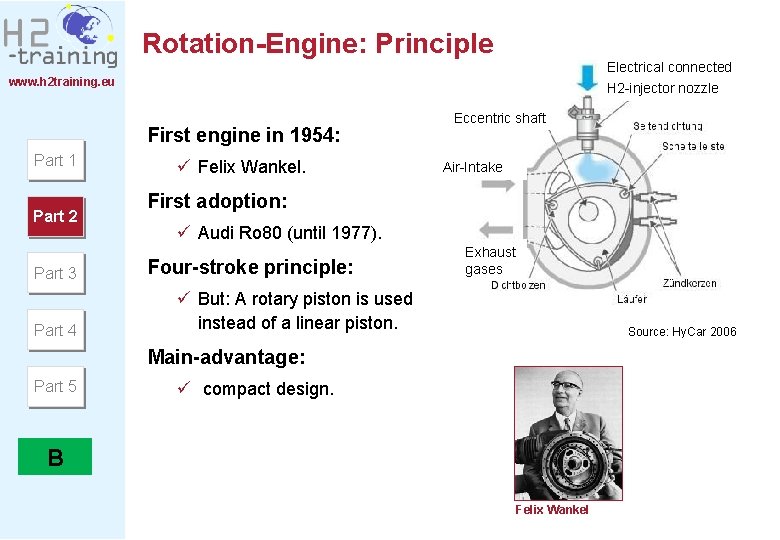 Rotation-Engine: Principle Electrical connected H 2 injector nozzle www. h 2 training. eu First Rotation-Engine: Principle Electrical connected H 2 injector nozzle www. h 2 training. eu First