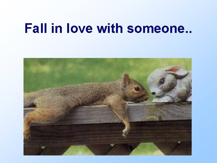 Fall in love with someone. . 