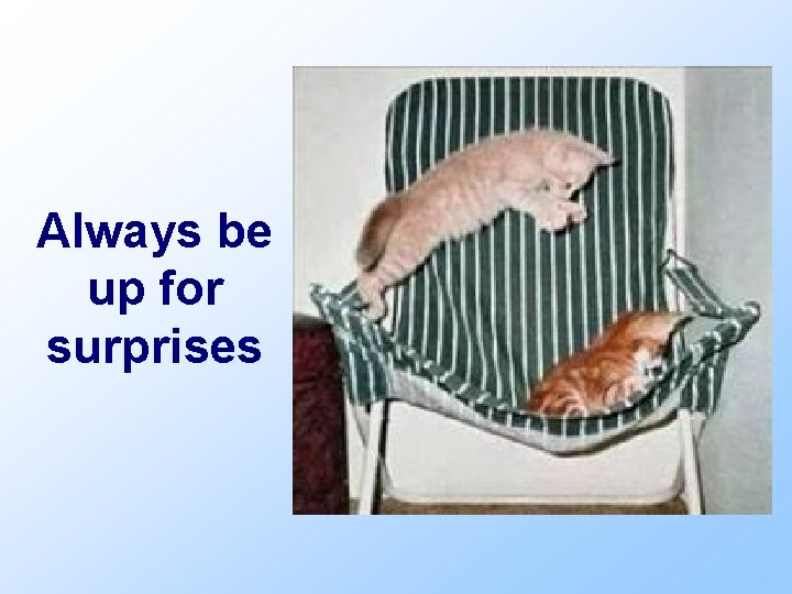 Always be up for surprises 