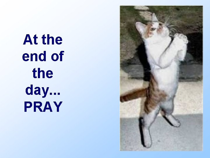 At the end of the day. . . PRAY 