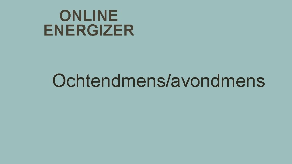ONLINE ENERGIZER Ochtendmens/avondmens 