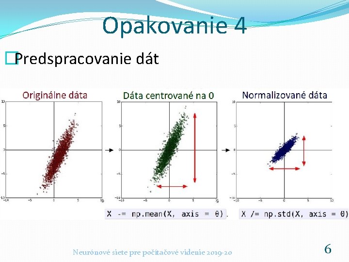 Opakovanie 4 �Predspracovanie dát Neurónové siete pre počítačové videnie 2019 -20 6 