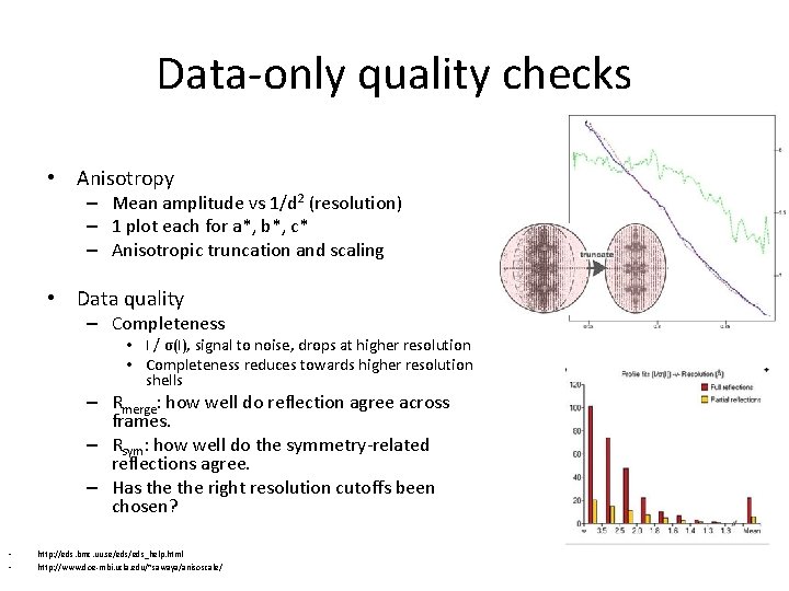 Data-only quality checks • Anisotropy – Mean amplitude vs 1/d 2 (resolution) – 1 Data-only quality checks • Anisotropy – Mean amplitude vs 1/d 2 (resolution) – 1