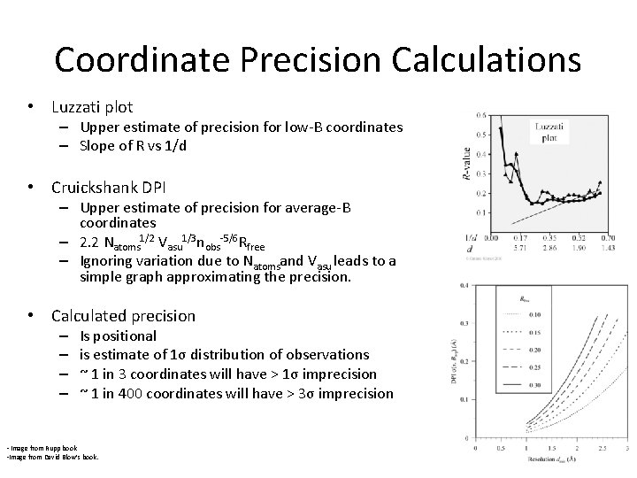 Coordinate Precision Calculations • Luzzati plot – Upper estimate of precision for low-B coordinates Coordinate Precision Calculations • Luzzati plot – Upper estimate of precision for low-B coordinates