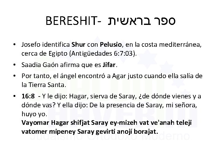 BERESHIT- בראשית ספר • Josefo identifica Shur con Pelusio, en la costa mediterránea, cerca