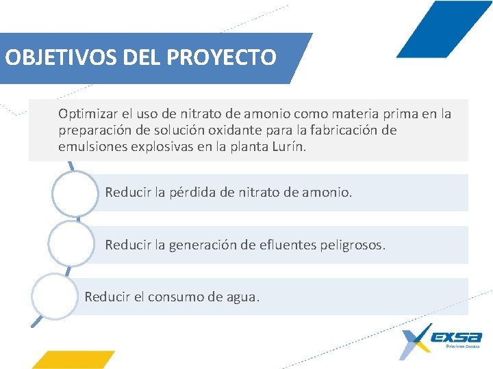 OBJETIVOS DEL PROYECTO Optimizar el uso de nitrato de amonio como materia prima en