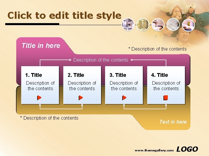 Click to edit title style Title in here * Description of the contents 1. Click to edit title style Title in here * Description of the contents 1.