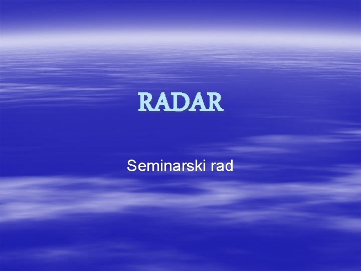 RADAR Seminarski rad 