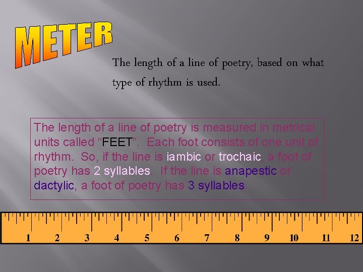The length of a line of poetry, based on what type of rhythm is The length of a line of poetry, based on what type of rhythm is