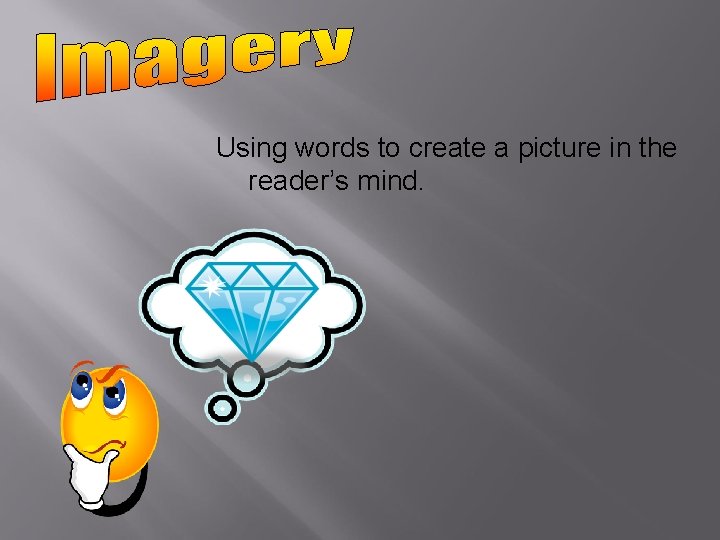 Using words to create a picture in the reader’s mind. Using words to create a picture in the reader’s mind.
