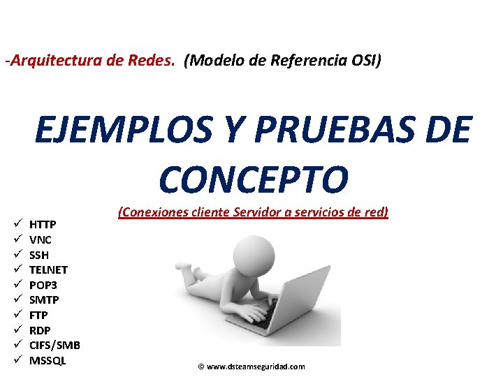 -Arquitectura de Redes. (Modelo de Referencia OSI) EJEMPLOS Y PRUEBAS DE CONCEPTO ü ü