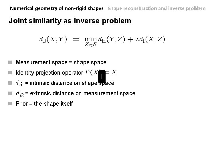 15 Numerical geometry of non-rigid shapes Shape reconstruction and inverse problems Joint similarity as