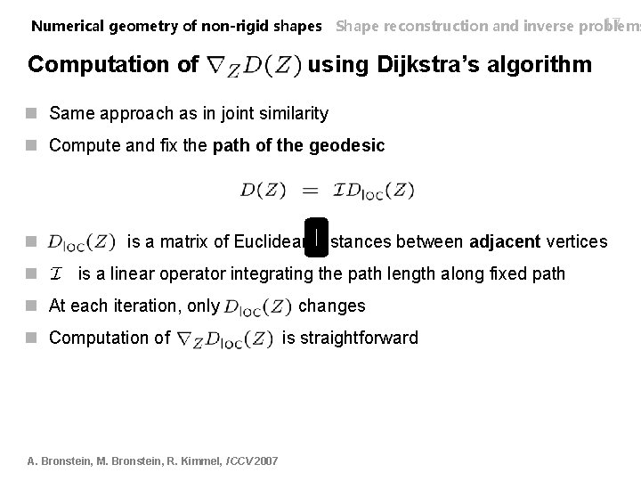 17 Numerical geometry of non-rigid shapes Shape reconstruction and inverse problems Computation of using