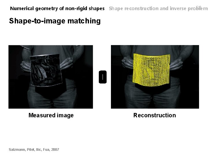 28 Numerical geometry of non-rigid shapes Shape reconstruction and inverse problems Shape-to-image matching Measured