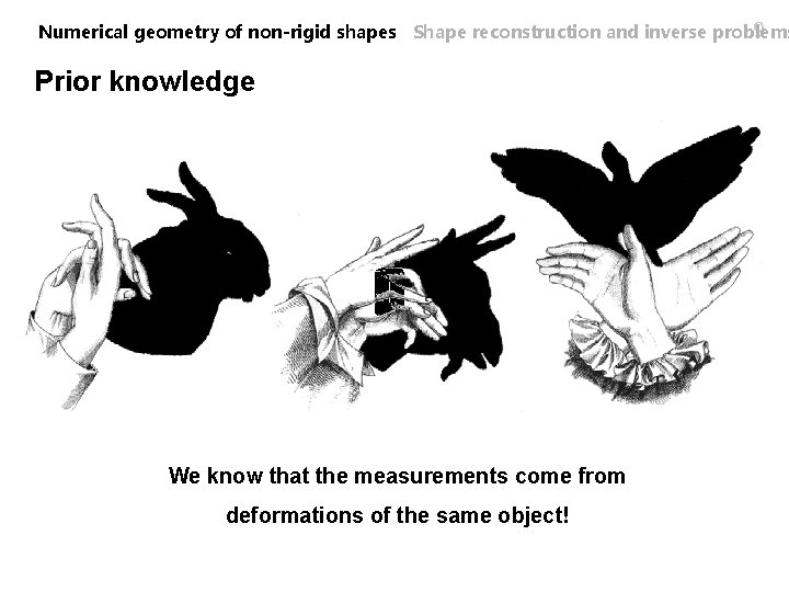 9 Numerical geometry of non-rigid shapes Shape reconstruction and inverse problems Prior knowledge We