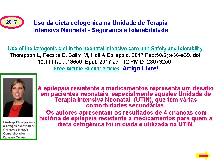 2017 Uso da dieta cetogênica na Unidade de Terapia Intensiva Neonatal - Segurança e