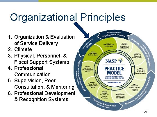 Organizational Principles 1. Organization & Evaluation of Service Delivery 2. Climate 3. Physical, Personnel,