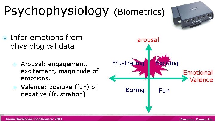 Psychophysiology (Biometrics) > Infer emotions from physiological data. > > Arousal: engagement, excitement, magnitude