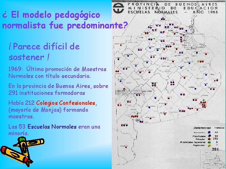 ¿ El modelo pedagógico normalista fue predominante? ¡ Parece difícil de sostener ! 1969: