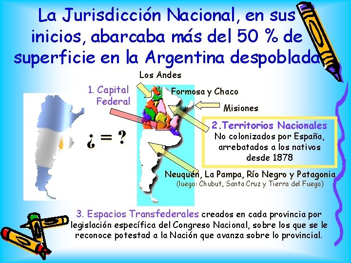 La Jurisdicción Nacional, en sus inicios, abarcaba más del 50 % de superficie en