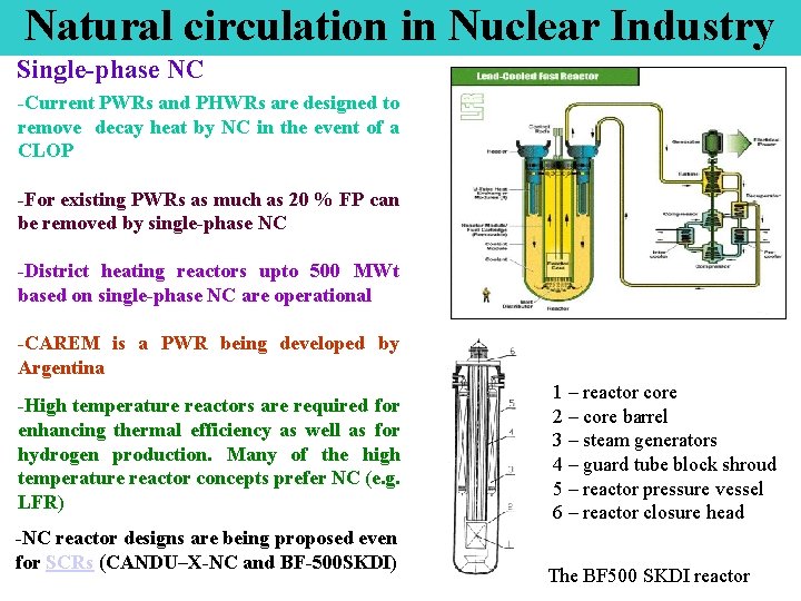 Natural circulation in Nuclear Industry Single-phase NC -Current PWRs and PHWRs are designed to