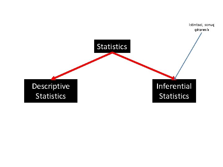 Istintaci, sonuç çıkarımlı Statistics Descriptive Statistics Inferential Statistics 