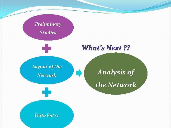 Preliminary Studies What’s Next ? ? Layout of the Network Analysis of the Network