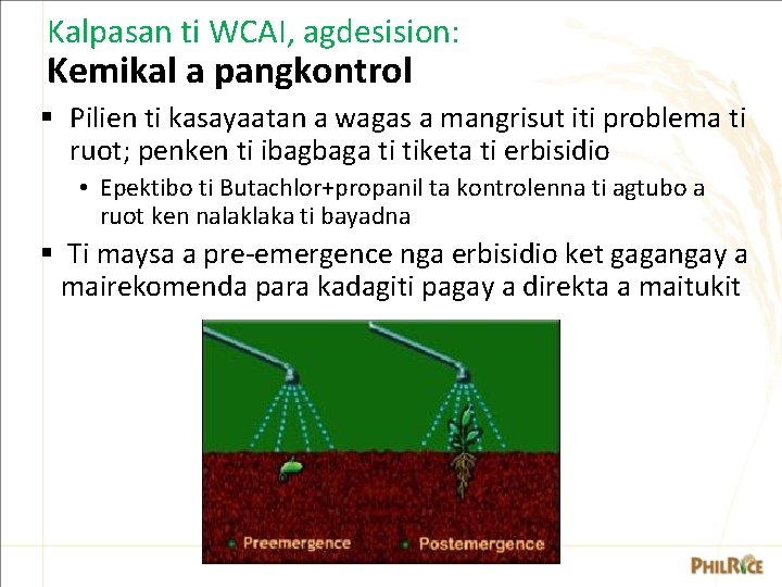 Kalpasan ti WCAI, agdesision: Kemikal a pangkontrol § Pilien ti kasayaatan a wagas a Kalpasan ti WCAI, agdesision: Kemikal a pangkontrol § Pilien ti kasayaatan a wagas a