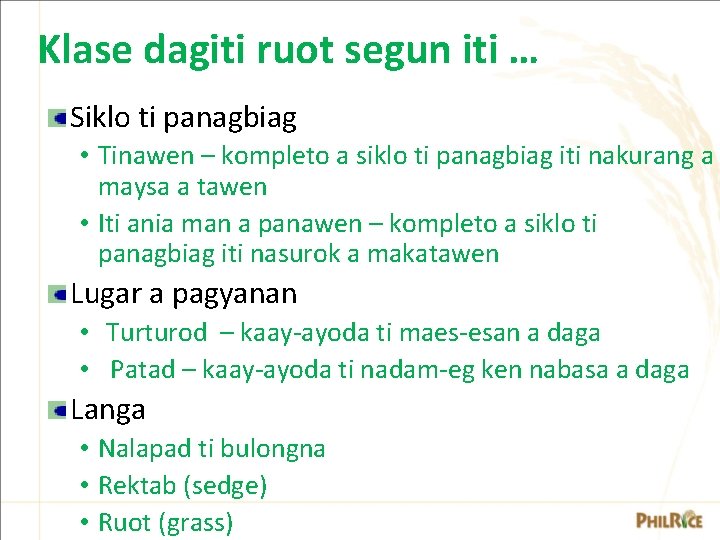 Klase dagiti ruot segun iti … Siklo ti panagbiag • Tinawen – kompleto a Klase dagiti ruot segun iti … Siklo ti panagbiag • Tinawen – kompleto a