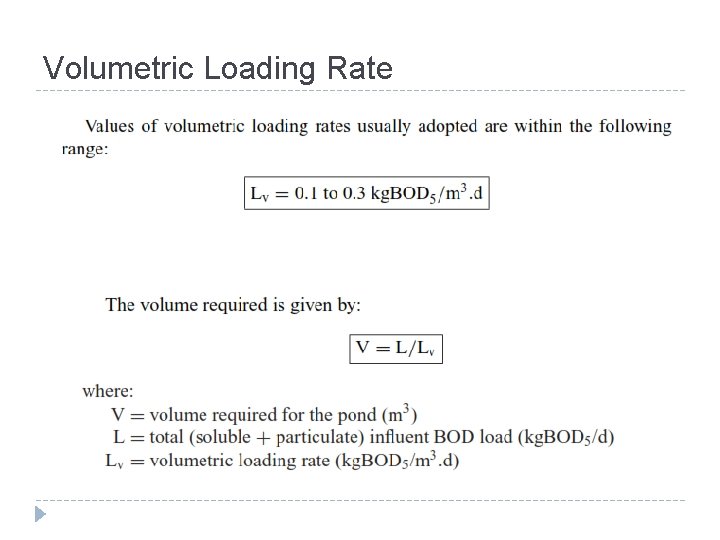 Volumetric Loading Rate 