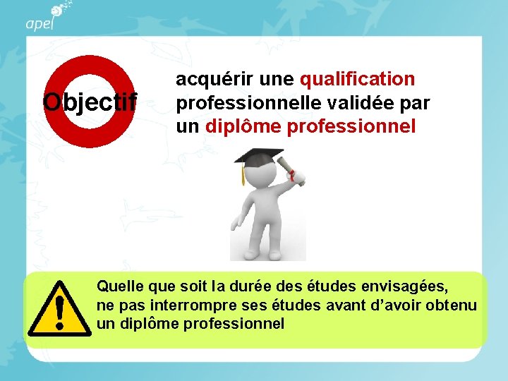 Objectif acquérir une qualification professionnelle validée par un diplôme professionnel Quelle que soit la Objectif acquérir une qualification professionnelle validée par un diplôme professionnel Quelle que soit la