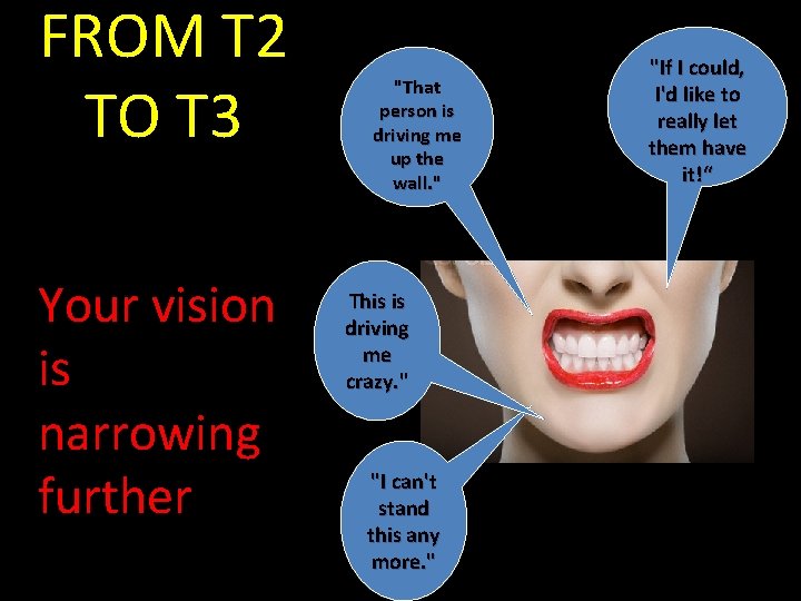 FROM T 2 TO T 3 Your vision is narrowing further "That person is