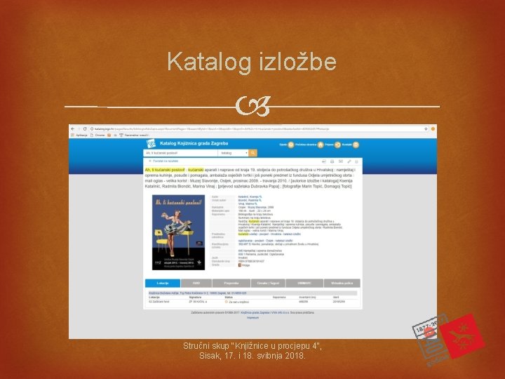 Katalog izložbe Stručni skup "Knjižnice u procjepu 4", Sisak, 17. i 18. svibnja 2018.