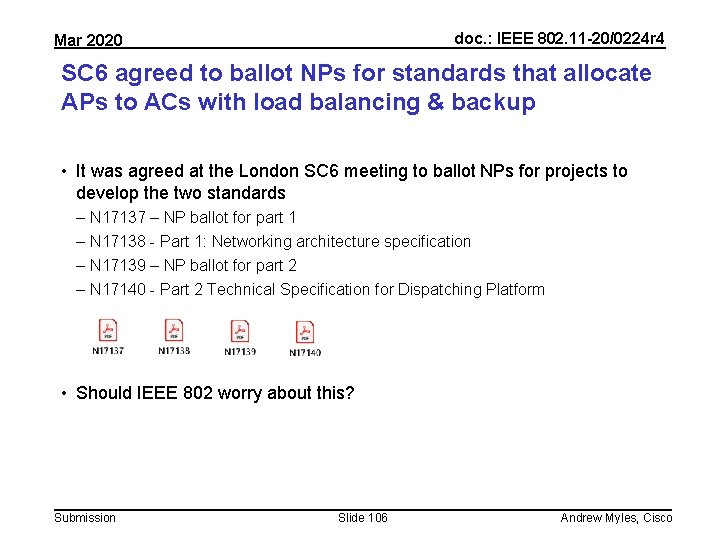 doc. : IEEE 802. 11 -20/0224 r 4 Mar 2020 SC 6 agreed to